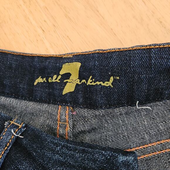 7 For All Mankind jeans Bootcut Dark Wash Pink Stitching A Y2K Sz 29 EUC - Picture 6 of 12